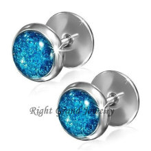 Paillettes en acier chirurgical Epoxy 10mm Tunnel faux Plugs